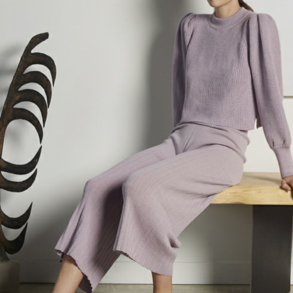 Eleven Six Hana Pleated Alpaca Knit Lilac Pants M